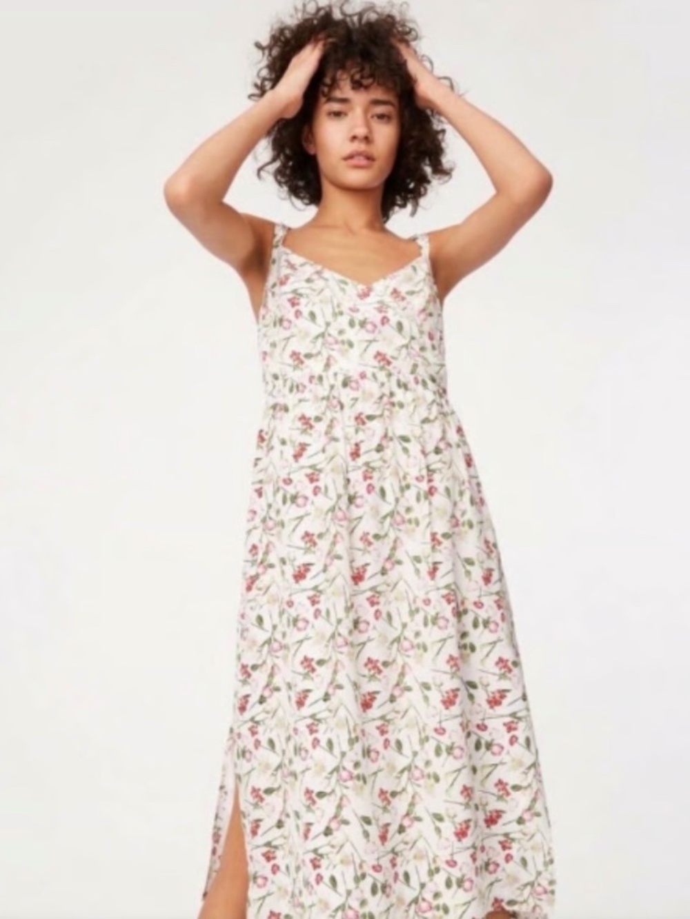 Club Monaco Germaine Floral Silk Rose Print Midi Dress